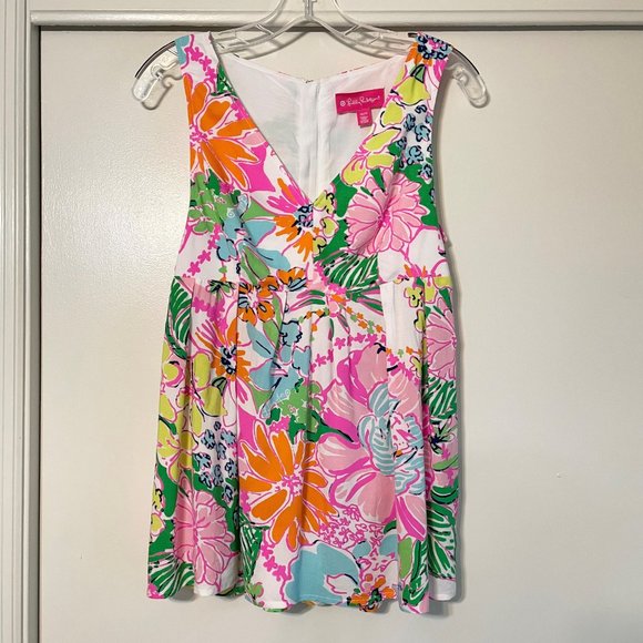 Lilly Pulitzer Tops - Lilly Pulitzer for Target Nosey Posey Floral Zip Back Sleeveless Peplum Top XS